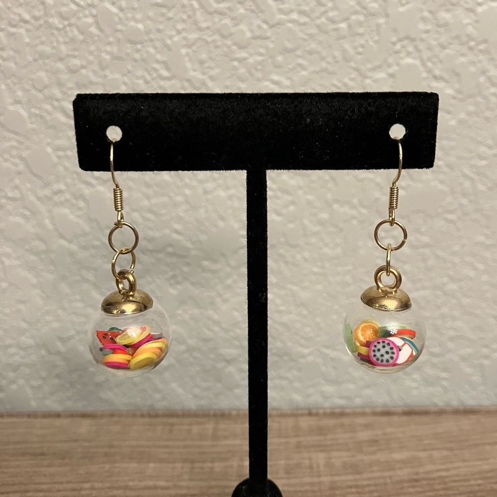 🍉🍏🍋 Little Ball of Fruit Slices Earrings 🍉🍏🍋